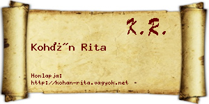 Kohán Rita névjegykártya
